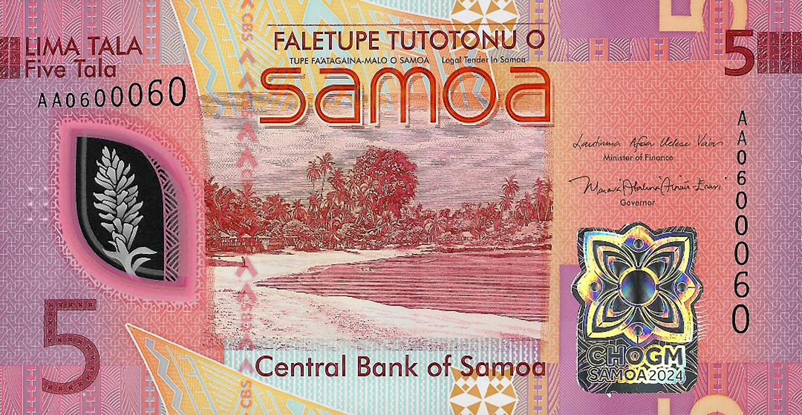 Samoa new 5-tala CHOGM commemorative note (B126a) confirmed