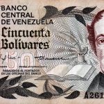 the Banco Central de Venezuela issued a commemorative 50 Bolívares banknote