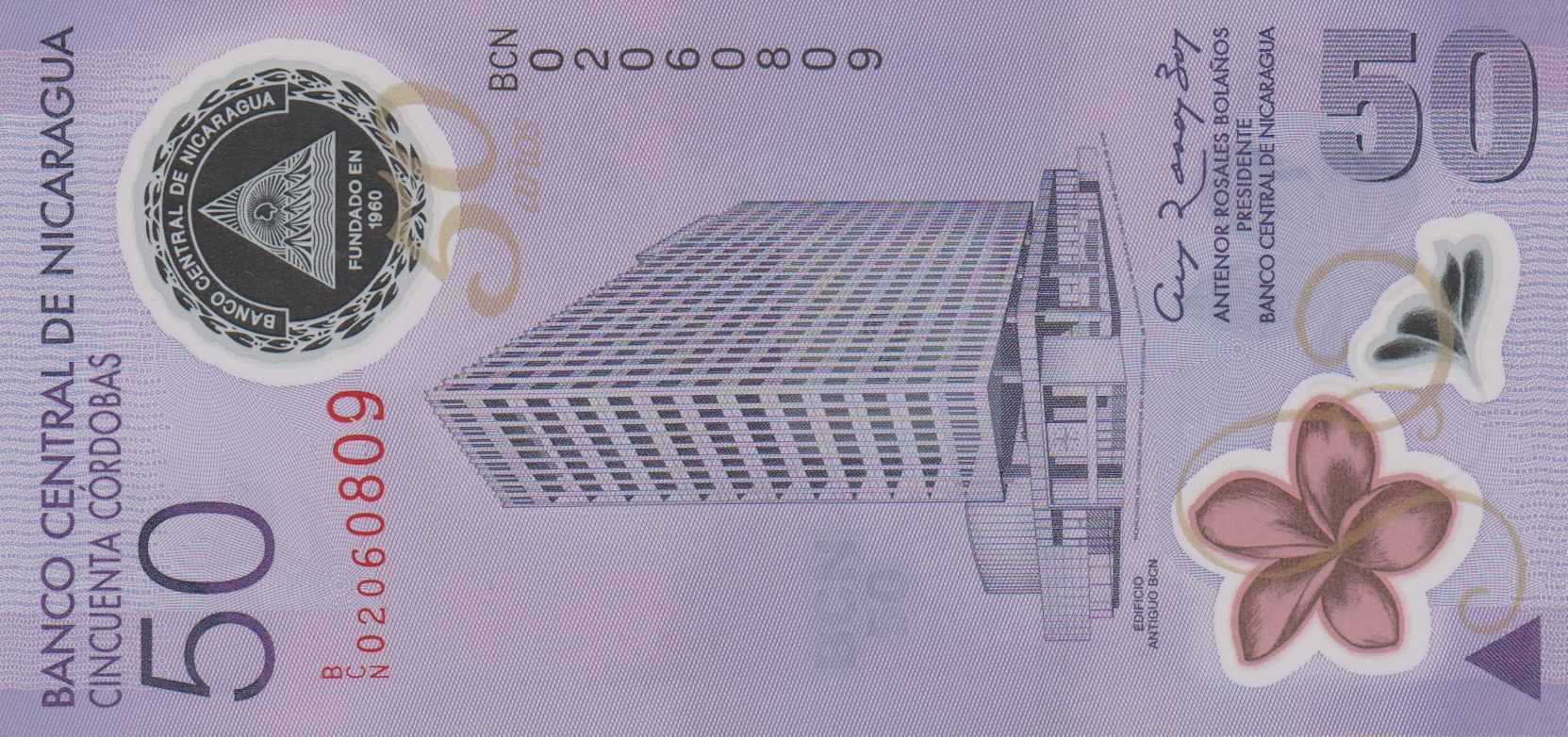 The 2010 Nicaragua 50-Córdoba Polymer Commemorative: